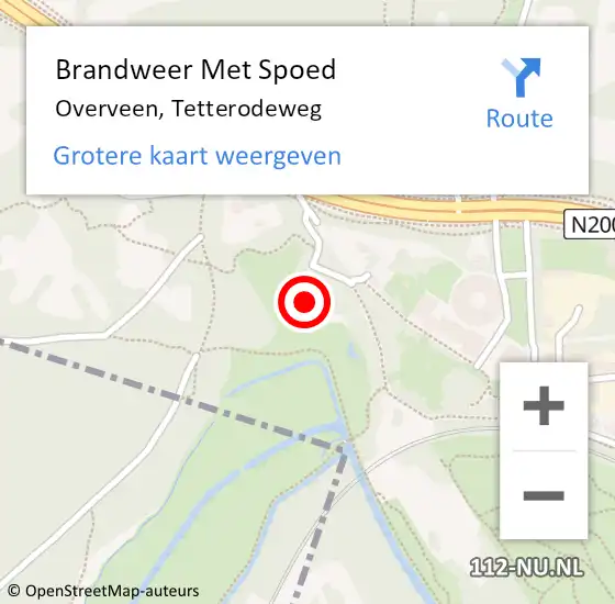 Locatie op kaart van de 112 melding: Brandweer Met Spoed Naar Overveen, Tetterodeweg op 31 december 2023 00:39