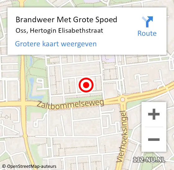 Locatie op kaart van de 112 melding: Brandweer Met Grote Spoed Naar Oss, Hertogin Elisabethstraat op 31 december 2023 00:40