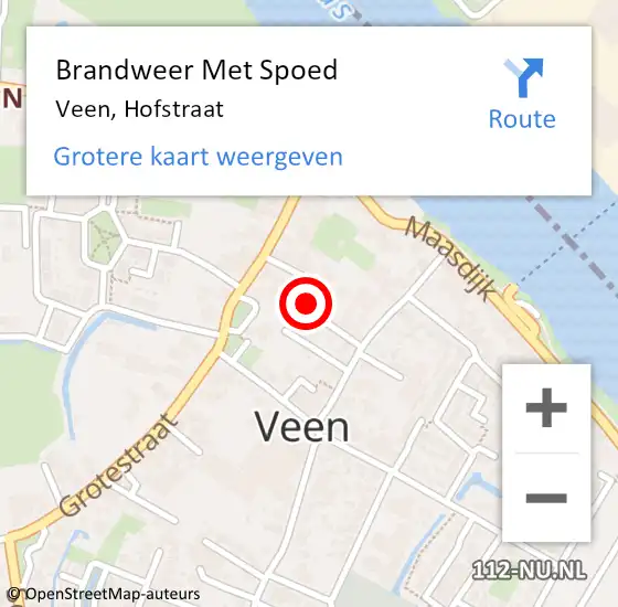 Locatie op kaart van de 112 melding: Brandweer Met Spoed Naar Veen, Hofstraat op 31 december 2023 00:43