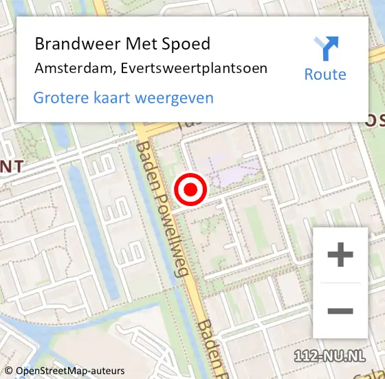 Locatie op kaart van de 112 melding: Brandweer Met Spoed Naar Amsterdam, Evertsweertplantsoen op 31 december 2023 01:21