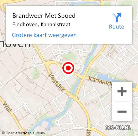 Locatie op kaart van de 112 melding: Brandweer Met Spoed Naar Eindhoven, Kanaalstraat op 31 december 2023 01:38