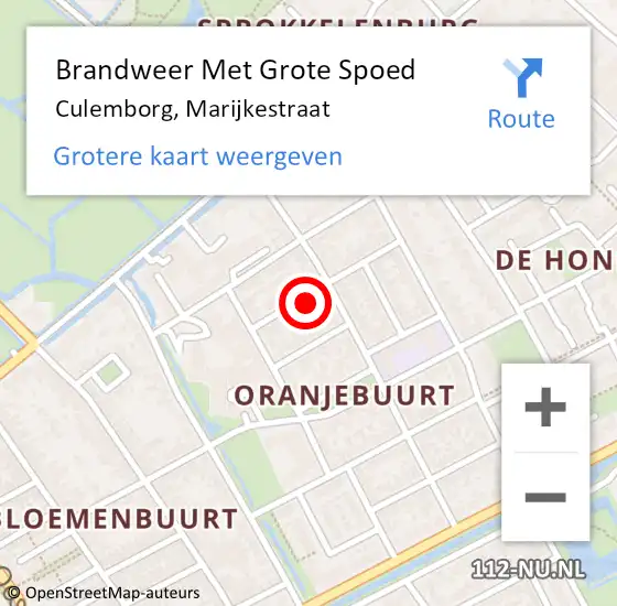 Locatie op kaart van de 112 melding: Brandweer Met Grote Spoed Naar Culemborg, Marijkestraat op 31 december 2023 01:39