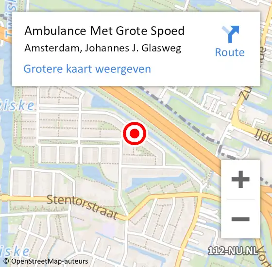 Locatie op kaart van de 112 melding: Ambulance Met Grote Spoed Naar Amsterdam, Johannes J. Glasweg op 31 december 2023 01:43