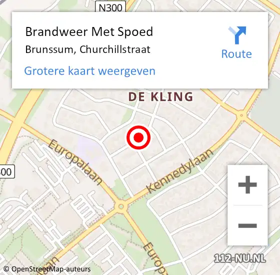 Locatie op kaart van de 112 melding: Brandweer Met Spoed Naar Brunssum, Churchillstraat op 31 december 2023 01:45