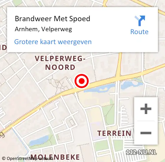 Locatie op kaart van de 112 melding: Brandweer Met Spoed Naar Arnhem, Velperweg op 31 december 2023 02:16