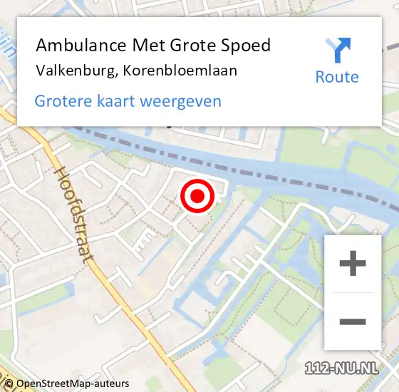 Locatie op kaart van de 112 melding: Ambulance Met Grote Spoed Naar Valkenburg, Korenbloemlaan op 20 september 2014 11:15