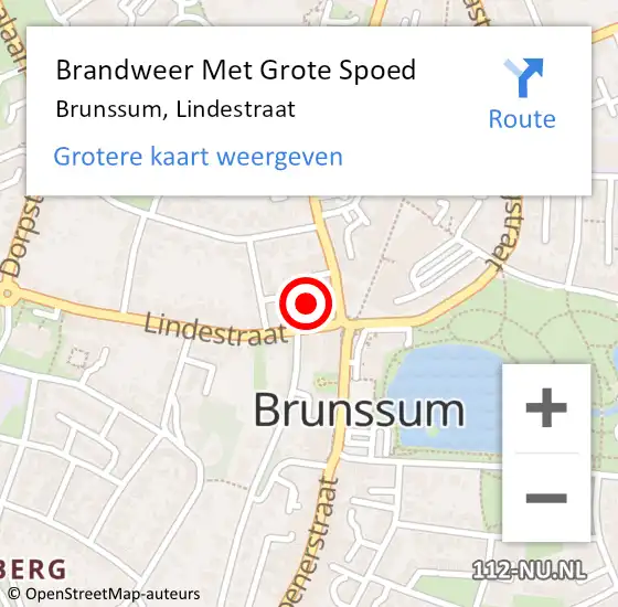 Locatie op kaart van de 112 melding: Brandweer Met Grote Spoed Naar Brunssum, Lindestraat op 31 december 2023 04:07