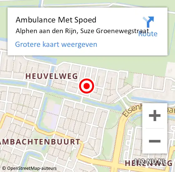 Locatie op kaart van de 112 melding: Ambulance Met Spoed Naar Alphen aan den Rijn, Suze Groenewegstraat op 31 december 2023 04:09