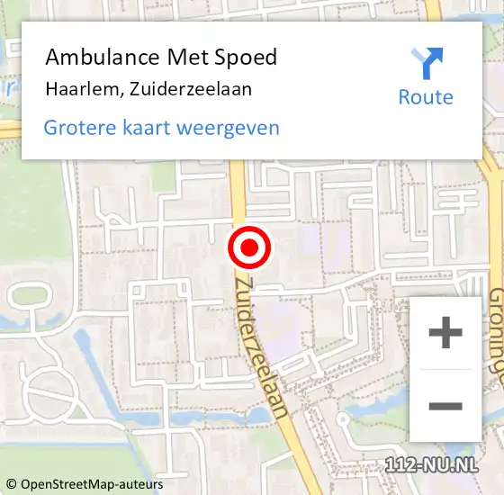 Locatie op kaart van de 112 melding: Ambulance Met Spoed Naar Haarlem, Zuiderzeelaan op 31 december 2023 05:31