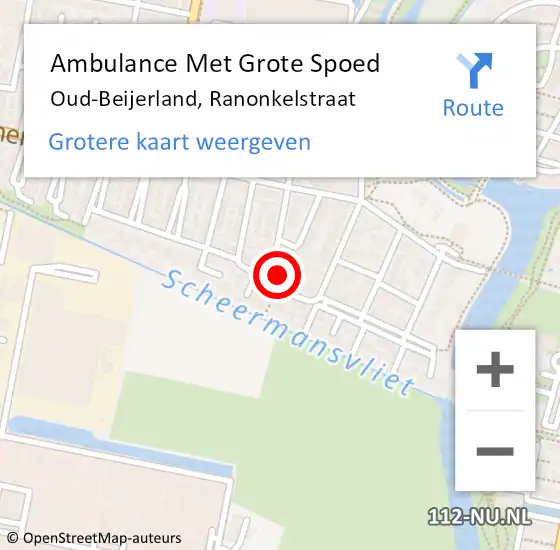 Locatie op kaart van de 112 melding: Ambulance Met Grote Spoed Naar Oud-Beijerland, Ranonkelstraat op 31 december 2023 06:48