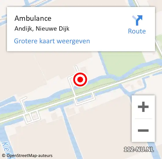 Locatie op kaart van de 112 melding: Ambulance Andijk, Nieuwe Dijk op 31 december 2023 07:05