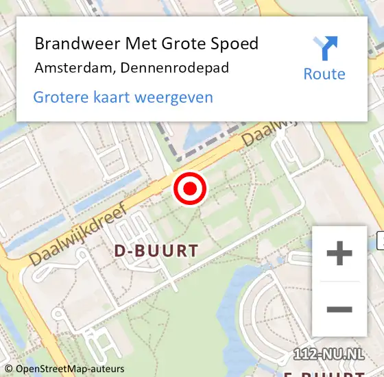 Locatie op kaart van de 112 melding: Brandweer Met Grote Spoed Naar Amsterdam, Dennenrodepad op 31 december 2023 07:55