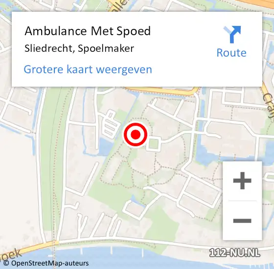 Locatie op kaart van de 112 melding: Ambulance Met Spoed Naar Sliedrecht, Spoelmaker op 31 december 2023 08:38