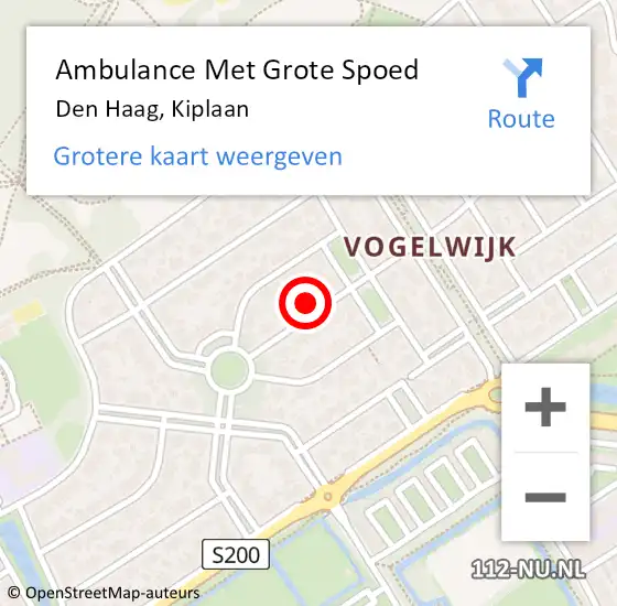 Locatie op kaart van de 112 melding: Ambulance Met Grote Spoed Naar Den Haag, Kiplaan op 31 december 2023 08:41
