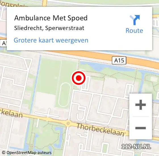 Locatie op kaart van de 112 melding: Ambulance Met Spoed Naar Sliedrecht, Sperwerstraat op 31 december 2023 08:49