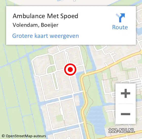 Locatie op kaart van de 112 melding: Ambulance Met Spoed Naar Volendam, Boeijer op 31 december 2023 08:55