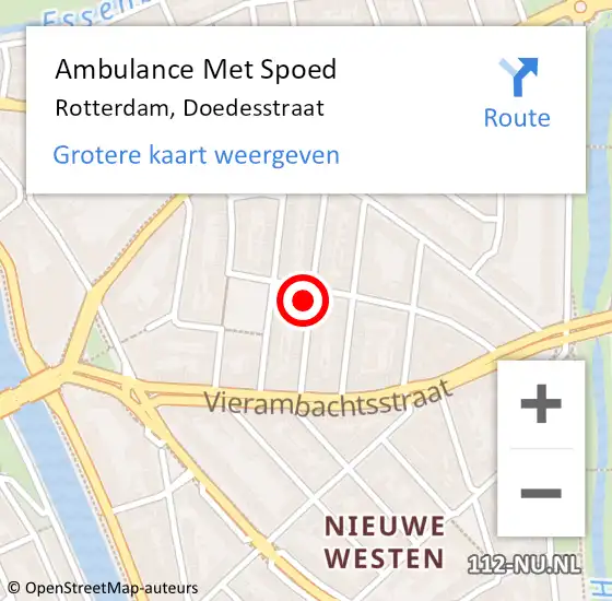 Locatie op kaart van de 112 melding: Ambulance Met Spoed Naar Rotterdam, Doedesstraat op 31 december 2023 09:03