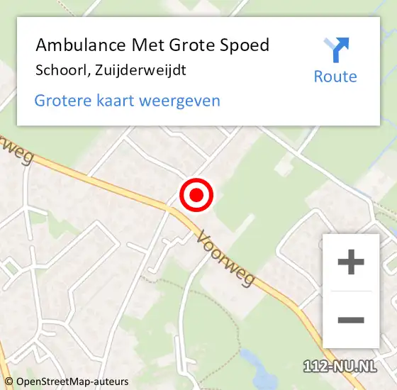 Locatie op kaart van de 112 melding: Ambulance Met Grote Spoed Naar Schoorl, Zuijderweijdt op 31 december 2023 09:11