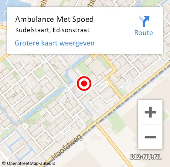 Locatie op kaart van de 112 melding: Ambulance Met Spoed Naar Kudelstaart, Edisonstraat op 31 december 2023 09:31