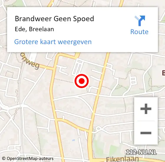 Locatie op kaart van de 112 melding: Brandweer Geen Spoed Naar Ede, Breelaan op 31 december 2023 09:33