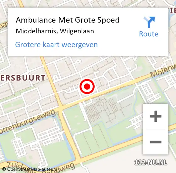 Locatie op kaart van de 112 melding: Ambulance Met Grote Spoed Naar Middelharnis, Wilgenlaan op 31 december 2023 09:35