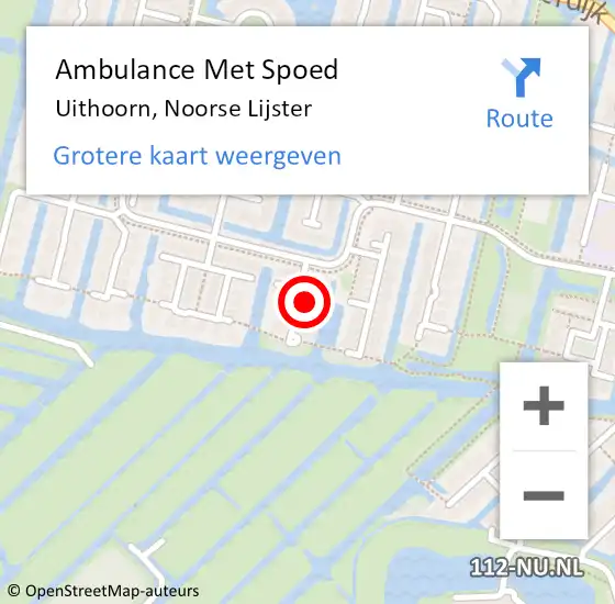 Locatie op kaart van de 112 melding: Ambulance Met Spoed Naar Uithoorn, Noorse Lijster op 31 december 2023 09:55