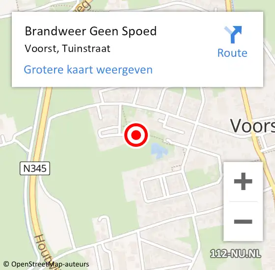 Locatie op kaart van de 112 melding: Brandweer Geen Spoed Naar Voorst, Tuinstraat op 31 december 2023 10:31