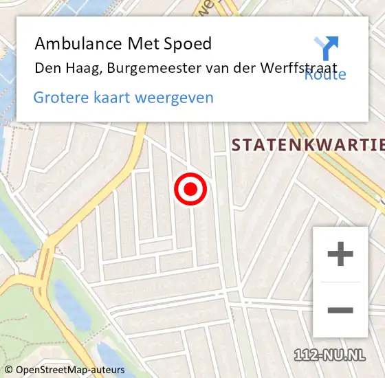 Locatie op kaart van de 112 melding: Ambulance Met Spoed Naar Den Haag, Burgemeester van der Werffstraat op 31 december 2023 10:59