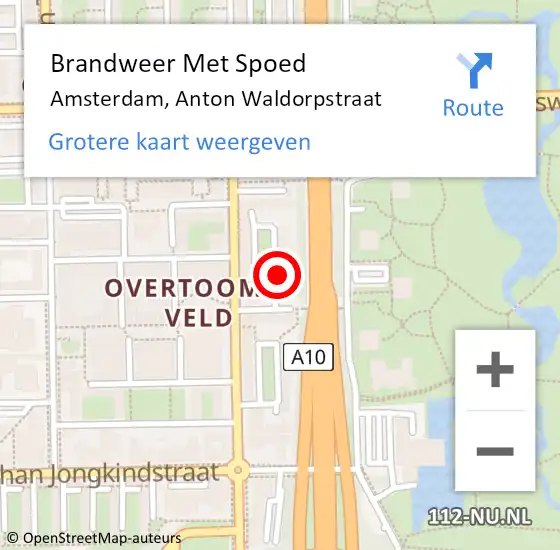 Locatie op kaart van de 112 melding: Brandweer Met Spoed Naar Amsterdam, Anton Waldorpstraat op 31 december 2023 11:20