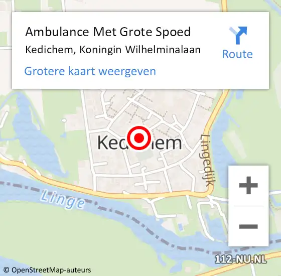 Locatie op kaart van de 112 melding: Ambulance Met Grote Spoed Naar Kedichem, Koningin Wilhelminalaan op 31 december 2023 11:21