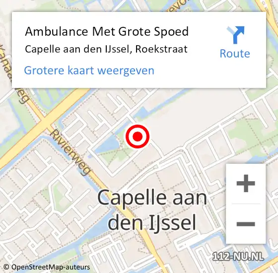 Locatie op kaart van de 112 melding: Ambulance Met Grote Spoed Naar Capelle aan den IJssel, Roekstraat op 31 december 2023 11:22