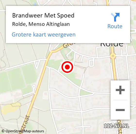 Locatie op kaart van de 112 melding: Brandweer Met Spoed Naar Rolde, Menso Altinglaan op 31 december 2023 11:23