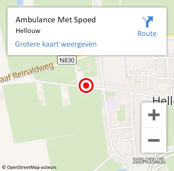 Locatie op kaart van de 112 melding: Ambulance Met Spoed Naar Hellouw op 31 december 2023 12:06