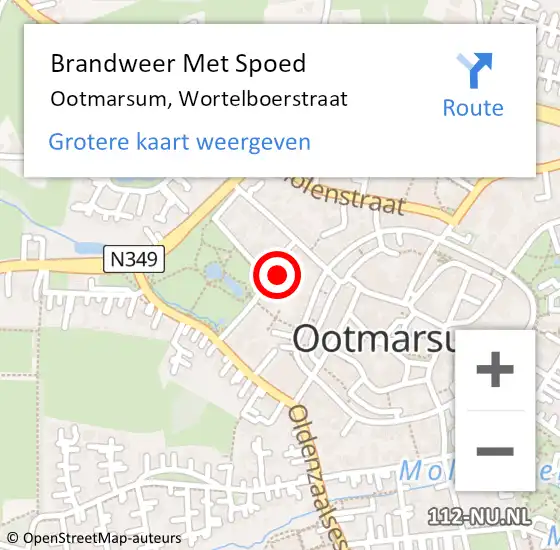 Locatie op kaart van de 112 melding: Brandweer Met Spoed Naar Ootmarsum, Wortelboerstraat op 31 december 2023 12:25