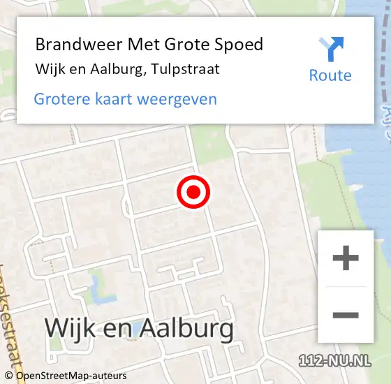 Locatie op kaart van de 112 melding: Brandweer Met Grote Spoed Naar Wijk en Aalburg, Tulpstraat op 31 december 2023 12:29