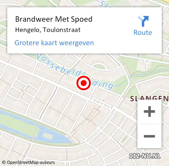 Locatie op kaart van de 112 melding: Brandweer Met Spoed Naar Hengelo, Toulonstraat op 31 december 2023 12:47