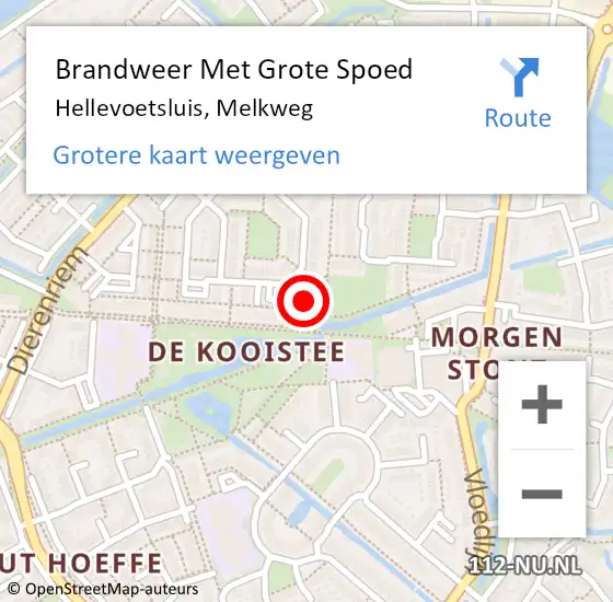 Locatie op kaart van de 112 melding: Brandweer Met Grote Spoed Naar Hellevoetsluis, Melkweg op 31 december 2023 12:48