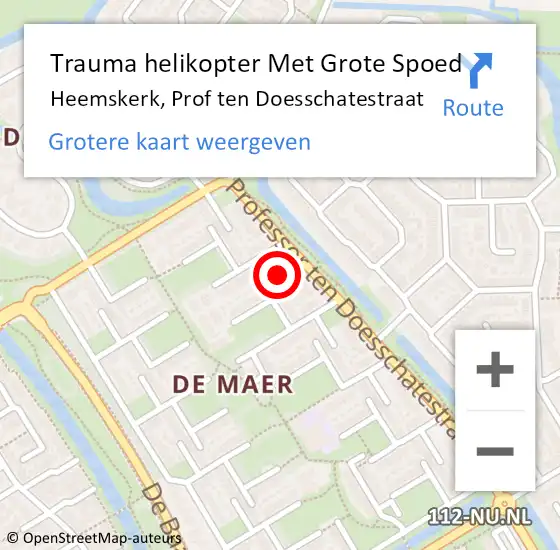 Locatie op kaart van de 112 melding: Trauma helikopter Met Grote Spoed Naar Heemskerk, Prof ten Doesschatestraat op 31 december 2023 13:11