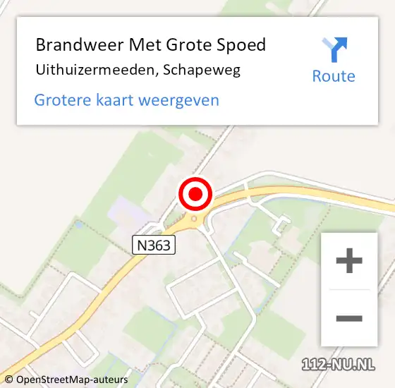 Locatie op kaart van de 112 melding: Brandweer Met Grote Spoed Naar Uithuizermeeden, Schapeweg op 31 december 2023 13:25