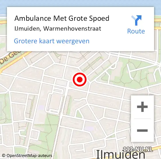 Locatie op kaart van de 112 melding: Ambulance Met Grote Spoed Naar IJmuiden, Warmenhovenstraat op 31 december 2023 13:26