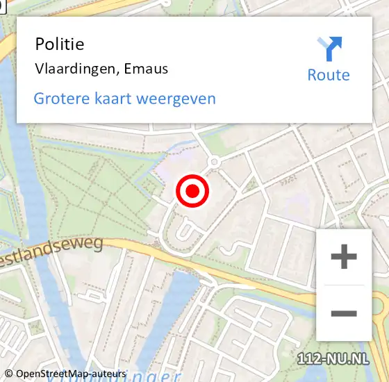 Locatie op kaart van de 112 melding: Politie Vlaardingen, Emaus op 31 december 2023 13:28