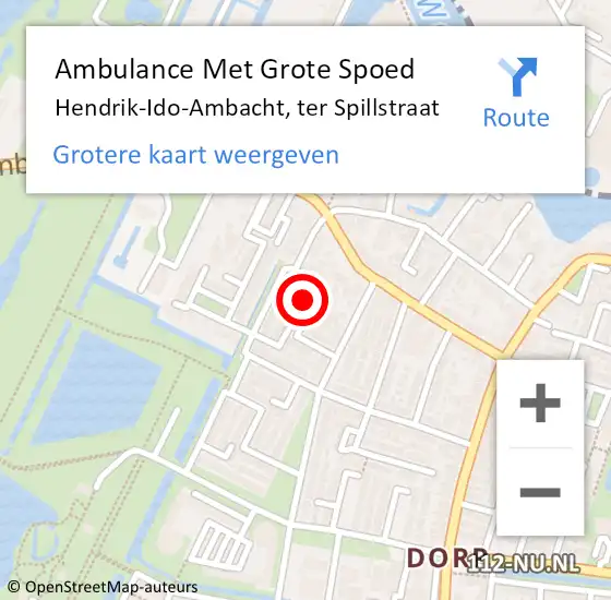 Locatie op kaart van de 112 melding: Ambulance Met Grote Spoed Naar Hendrik-Ido-Ambacht, ter Spillstraat op 31 december 2023 13:37