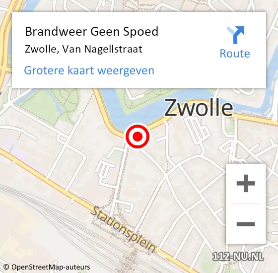 Locatie op kaart van de 112 melding: Brandweer Geen Spoed Naar Zwolle, Van Nagellstraat op 31 december 2023 13:48