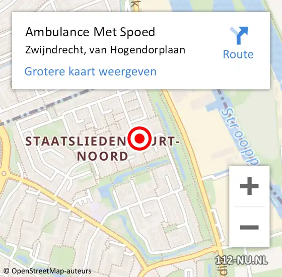 Locatie op kaart van de 112 melding: Ambulance Met Spoed Naar Zwijndrecht, van Hogendorplaan op 31 december 2023 14:42