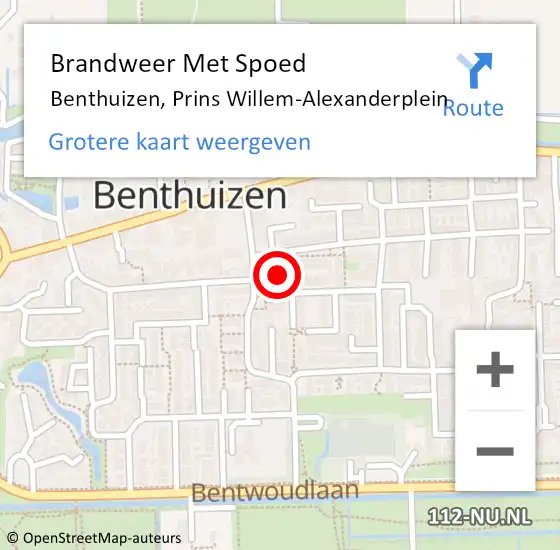 Locatie op kaart van de 112 melding: Brandweer Met Spoed Naar Benthuizen, Prins Willem-Alexanderplein op 31 december 2023 14:44