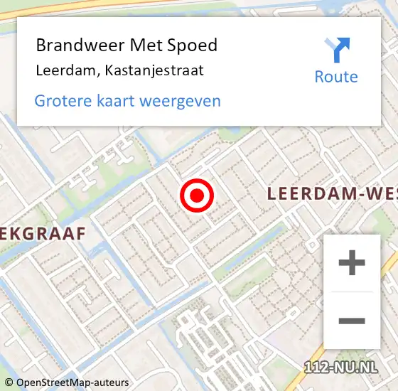 Locatie op kaart van de 112 melding: Brandweer Met Spoed Naar Leerdam, Kastanjestraat op 31 december 2023 14:50