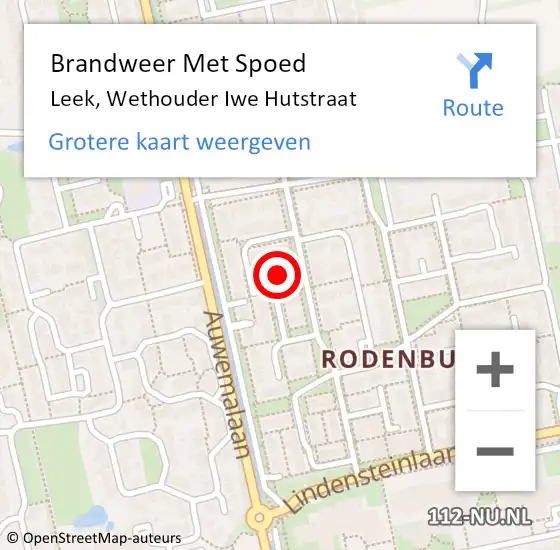 Locatie op kaart van de 112 melding: Brandweer Met Spoed Naar Leek, Wethouder Iwe Hutstraat op 31 december 2023 14:50