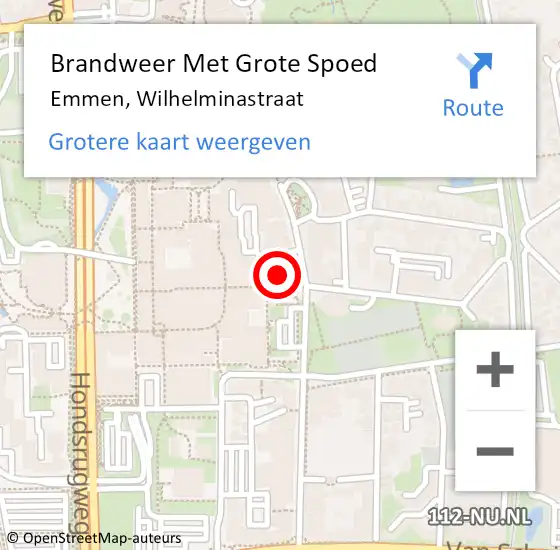 Locatie op kaart van de 112 melding: Brandweer Met Grote Spoed Naar Emmen, Wilhelminastraat op 31 december 2023 14:52
