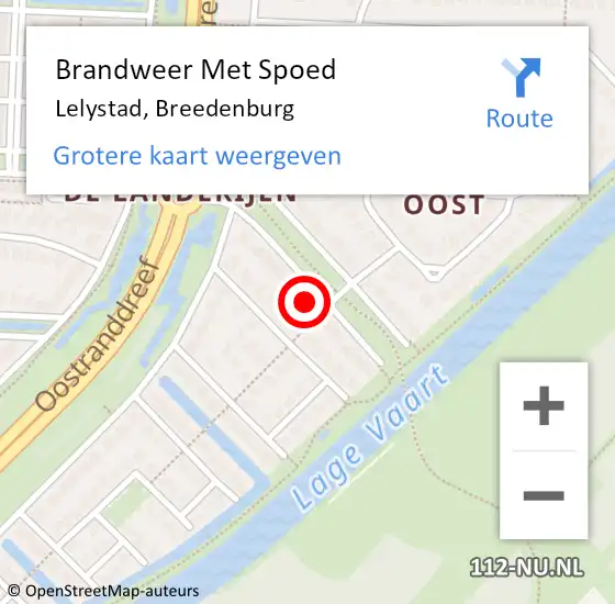 Locatie op kaart van de 112 melding: Brandweer Met Spoed Naar Lelystad, Breedenburg op 31 december 2023 15:02