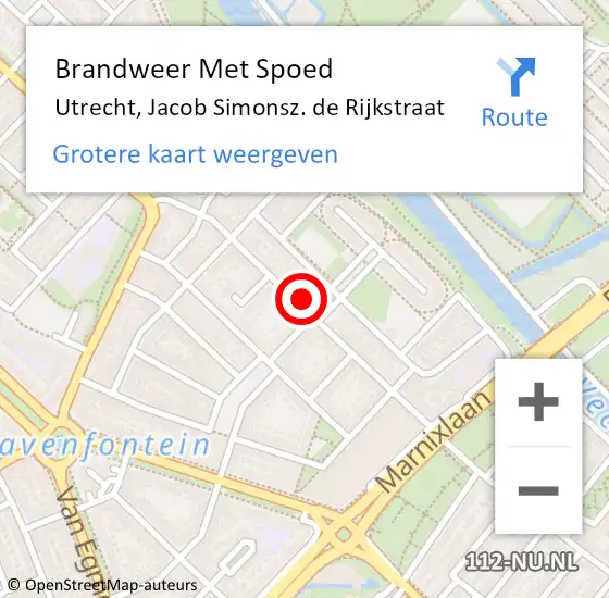 Locatie op kaart van de 112 melding: Brandweer Met Spoed Naar Utrecht, Jacob Simonsz. de Rijkstraat op 31 december 2023 15:06